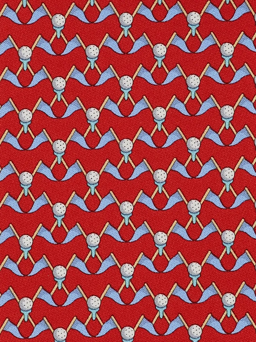 Ferragamo Men's Men's Golf-Print Silk Tie | Thumbnail 4