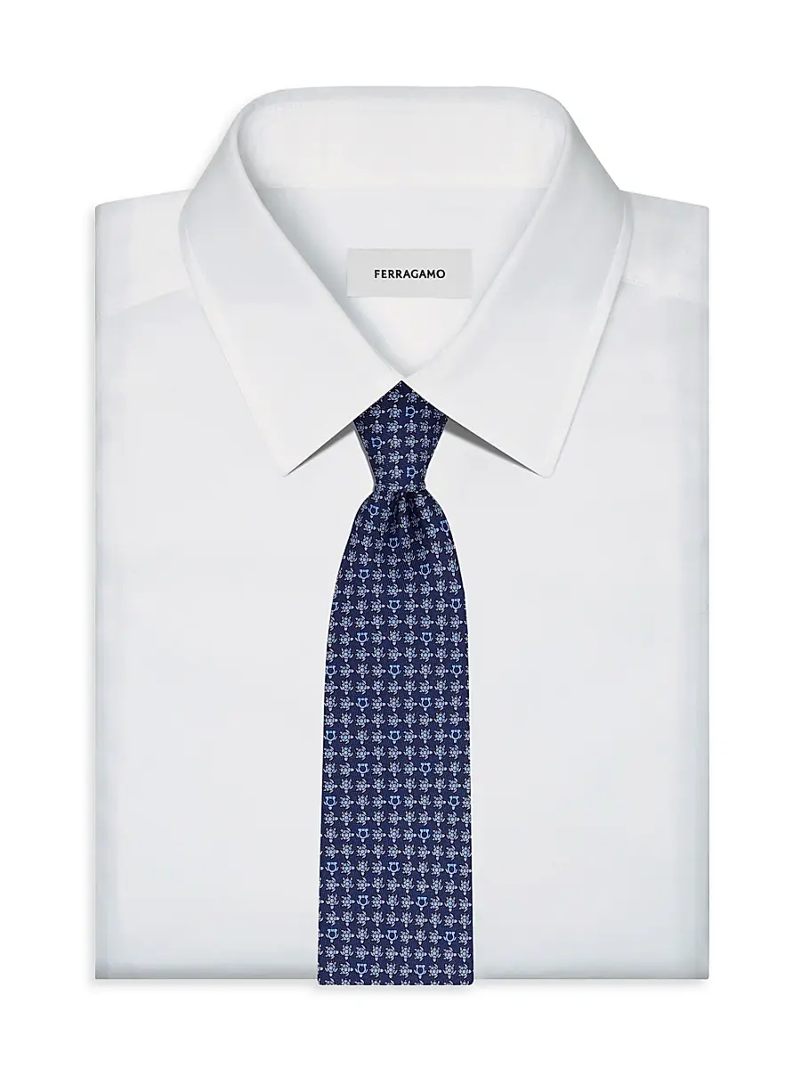 Ferragamo Men's Turtles Print Silk Tie | Thumbnail 2