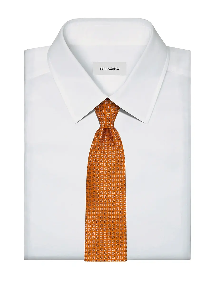 Ferragamo Men's Gancini Two-Tone Silk Tie | Thumbnail 3 Ferragamo Men's Gancini Two-Tone Silk Tie | Thumbnail 3