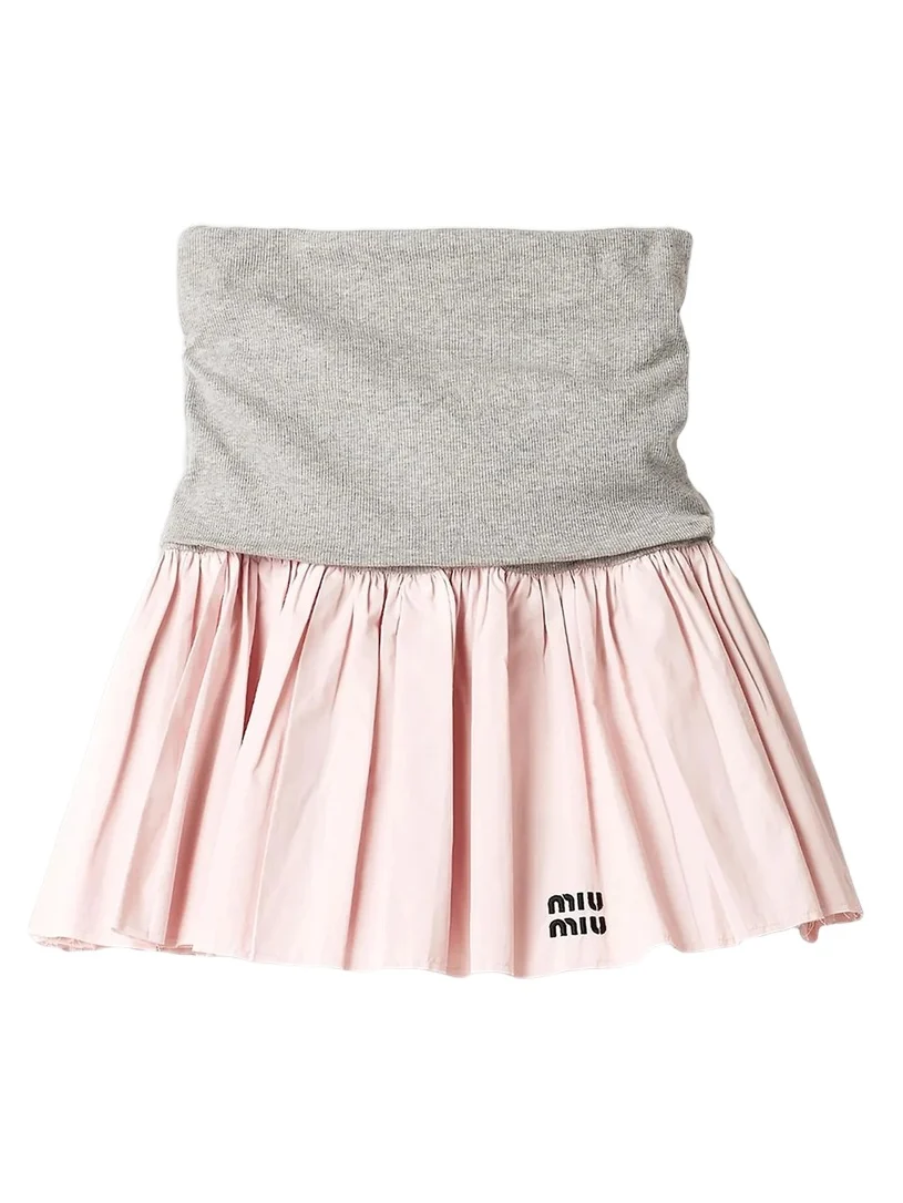 Miu Miu Women's Jersey and Poplin Skirt - Grey Pink