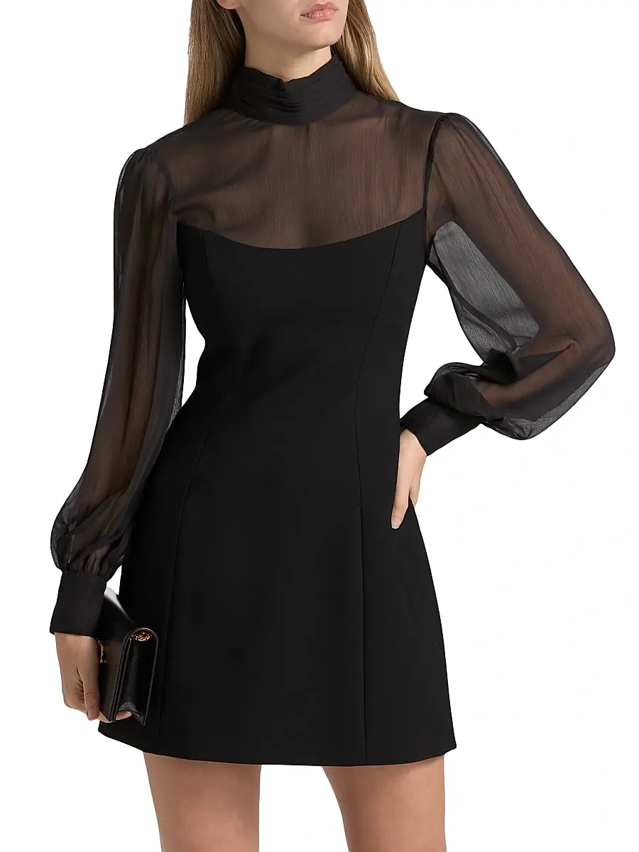 Cinq à Sept Women's Fili Mesh Tieneck Minidress | Thumbnail 3 Cinq à Sept Women's Fili Mesh Tieneck Minidress | Thumbnail 3