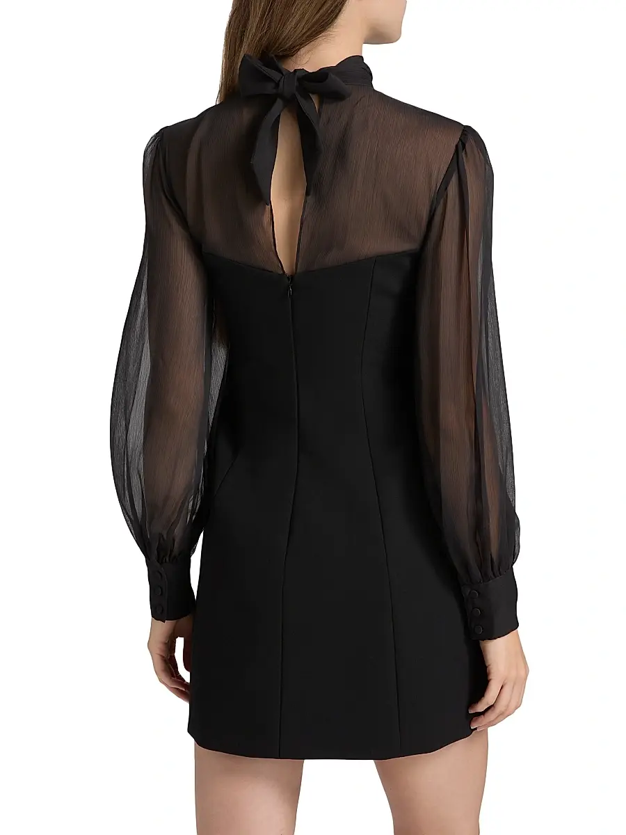 Cinq à Sept Women's Fili Mesh Tieneck Minidress | Thumbnail 5 Cinq à Sept Women's Fili Mesh Tieneck Minidress | Thumbnail 5
