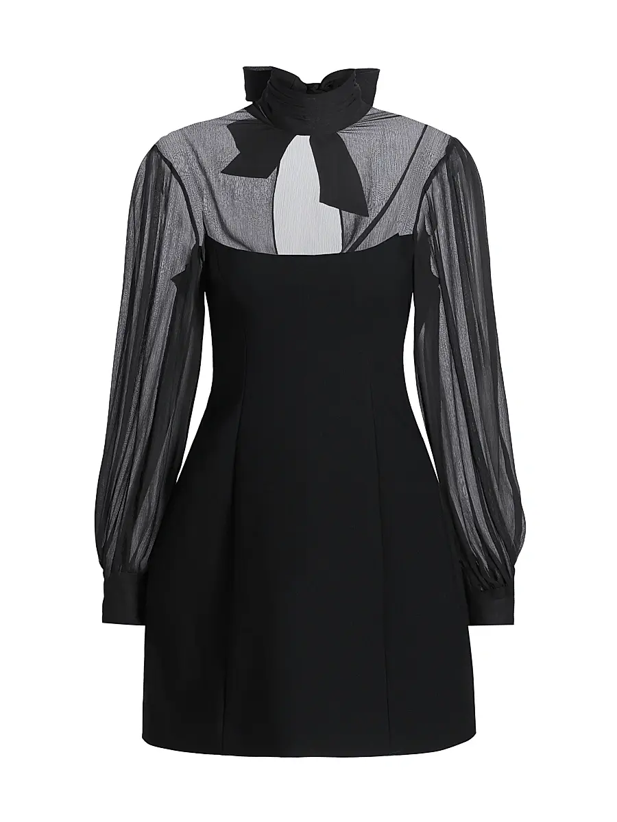 Cinq à Sept Women's Fili Mesh Tieneck Minidress - Black | Image 1 Cinq à Sept Women's Fili Mesh Tieneck Minidress - Black | Image 1