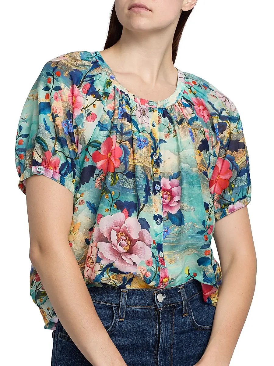 Johnny Was Women's Avah Chemis Floral Button-Front Shirt | Thumbnail 6 Johnny Was Women's Avah Chemis Floral Button-Front Shirt | Thumbnail 6
