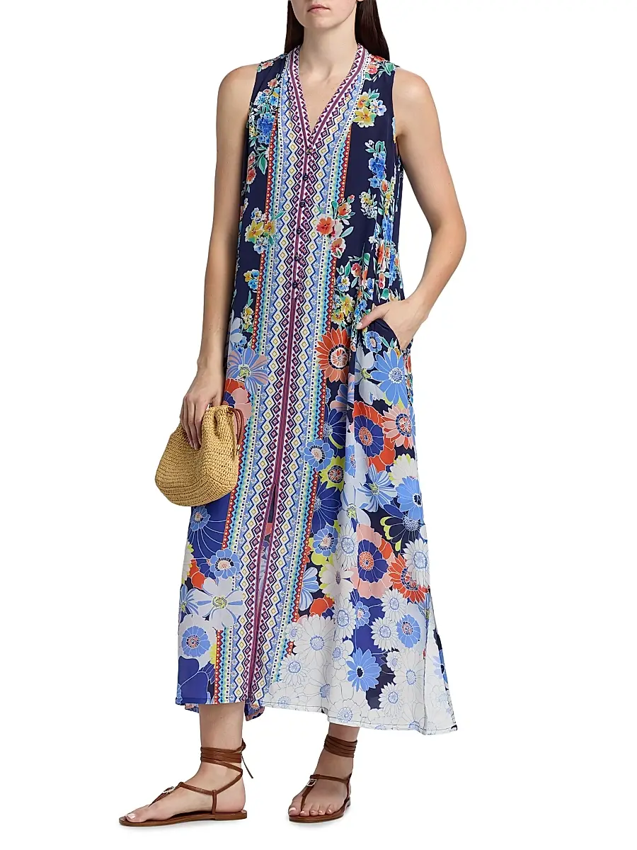 Johnny Was Women's Banksia Floral Silk Maxi Dress | Thumbnail 2