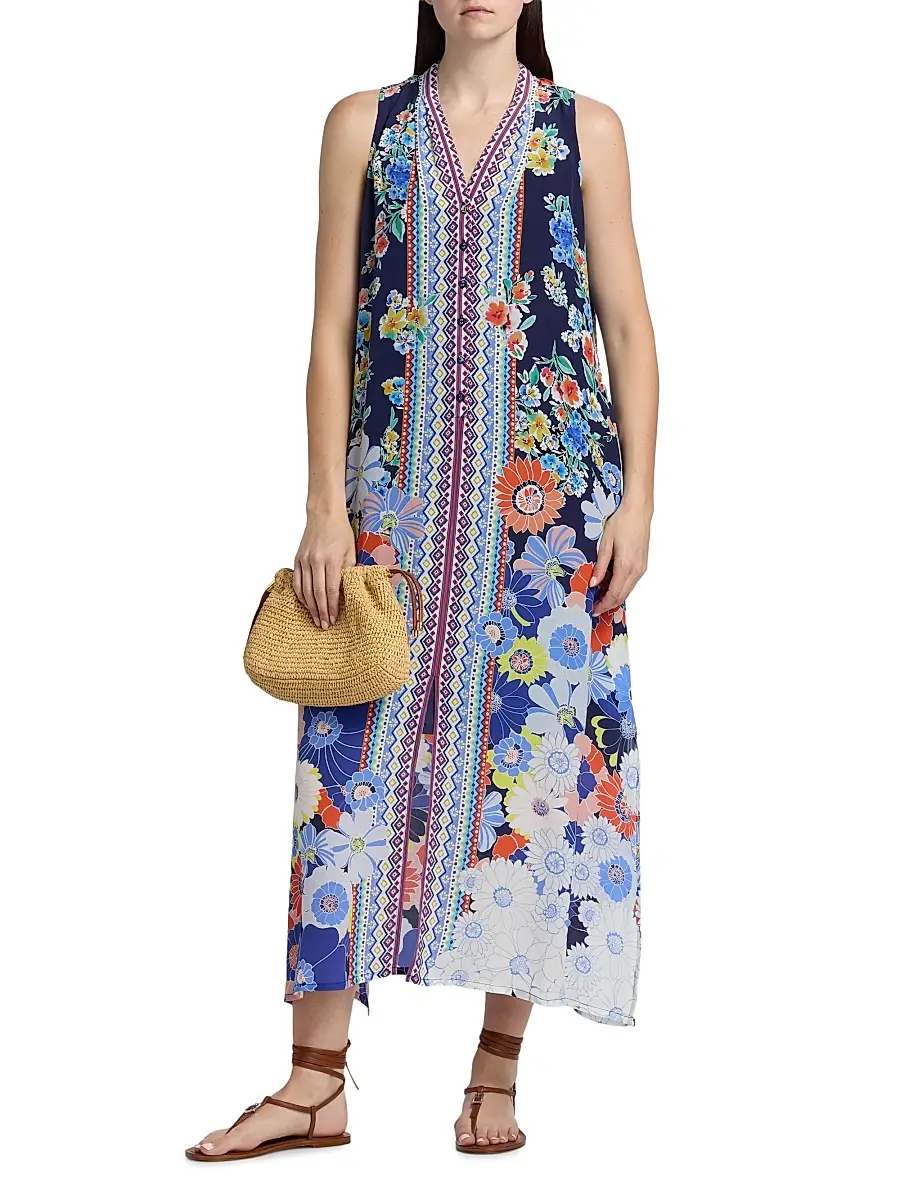 Johnny Was Women's Banksia Floral Silk Maxi Dress | Thumbnail 3