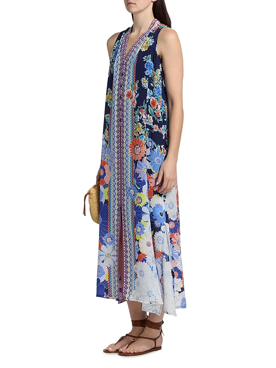 Johnny Was Women's Banksia Floral Silk Maxi Dress | Thumbnail 4