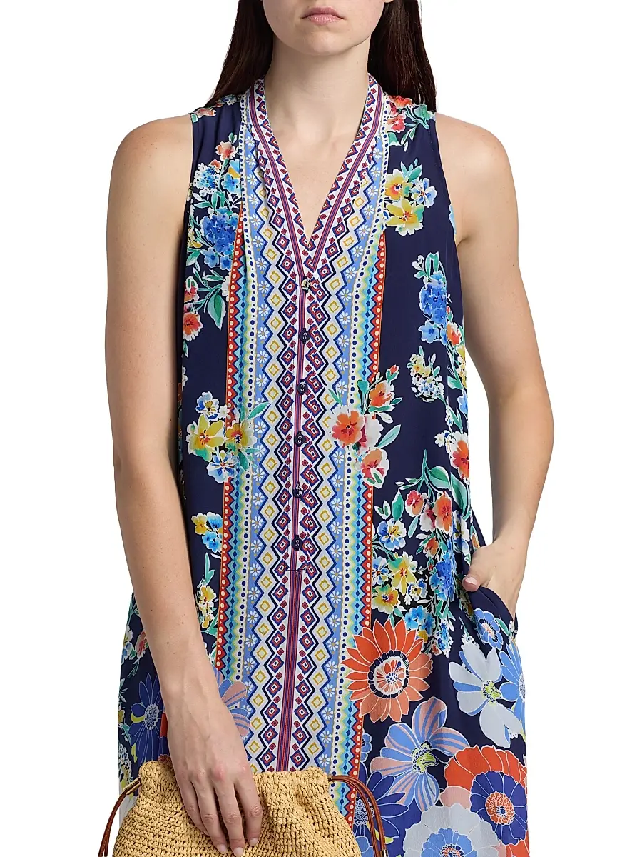 Johnny Was Women's Banksia Floral Silk Maxi Dress | Thumbnail 6