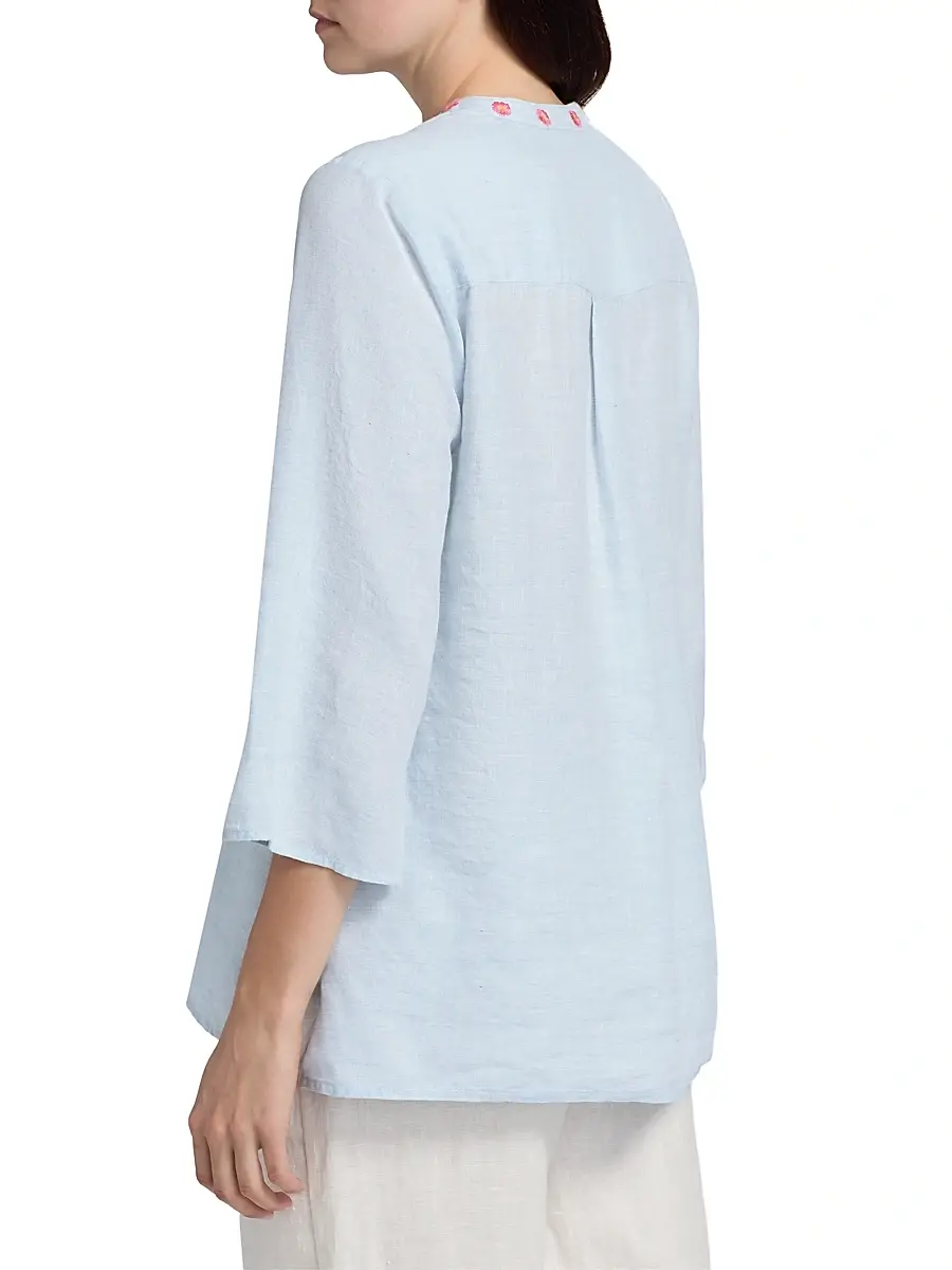 Johnny Was Women's Lirielle Embroidered Tie-Front Blouse | Thumbnail 5 Johnny Was Women's Lirielle Embroidered Tie-Front Blouse | Thumbnail 5
