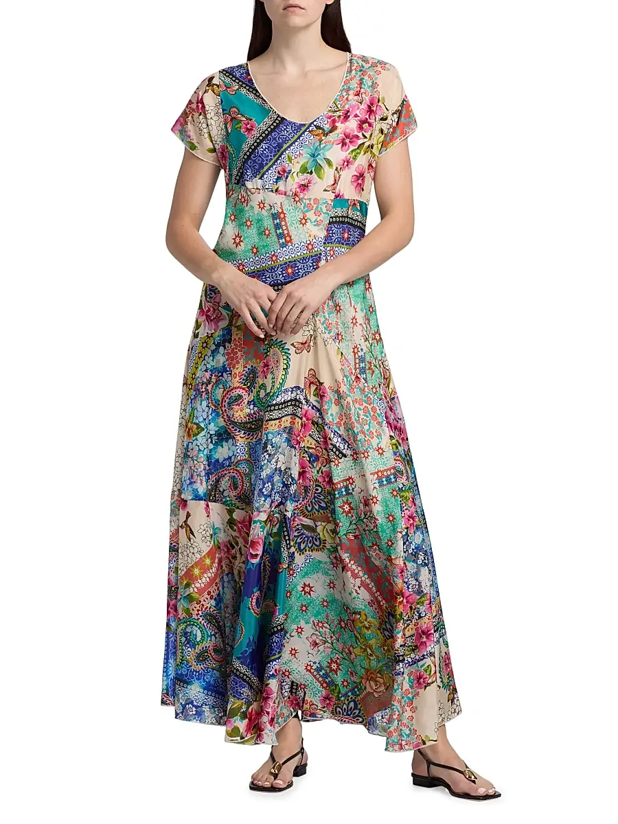 Johnny Was Women's Patchwork Silk Maxi Dress | Thumbnail 2