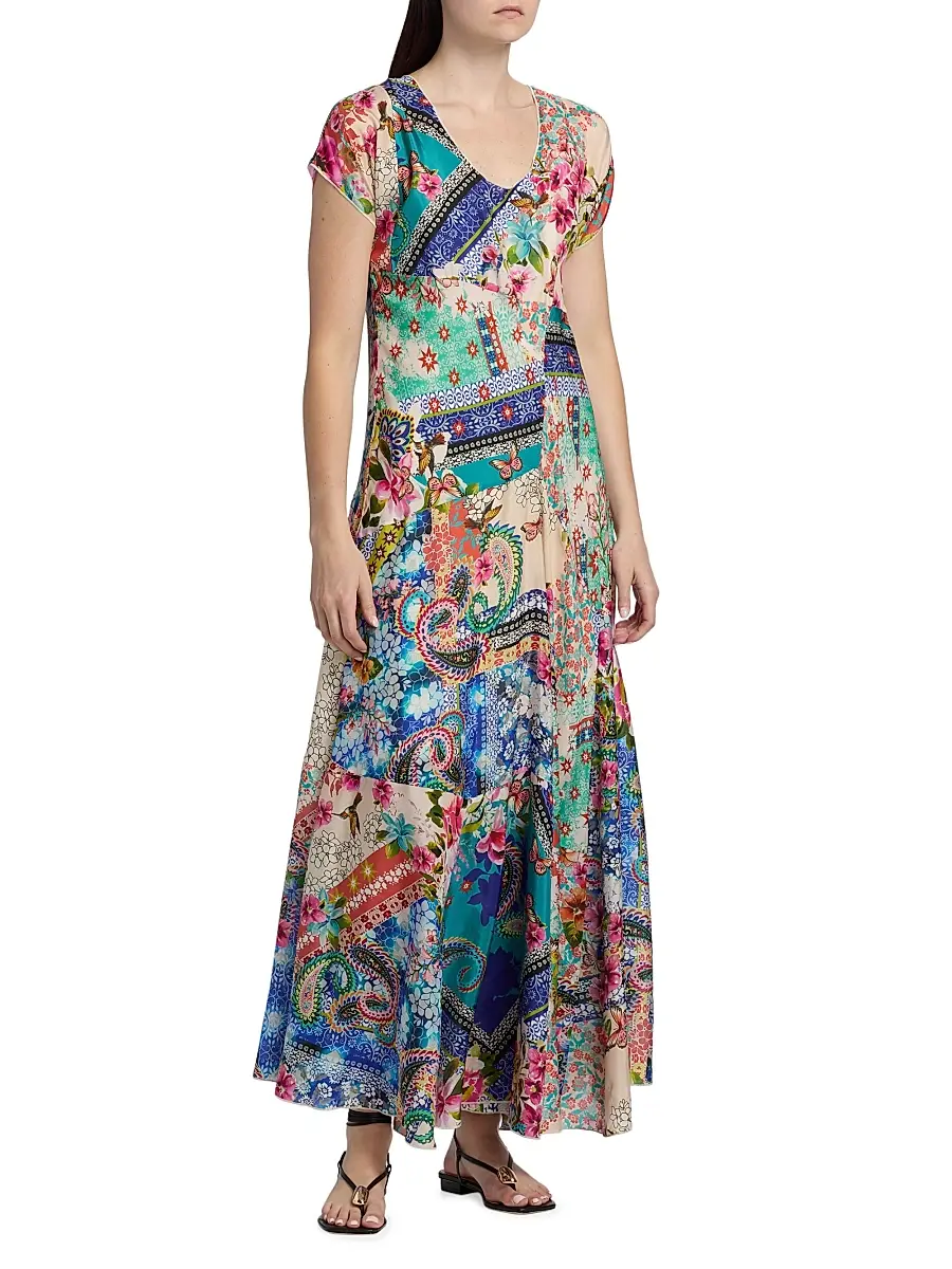 Johnny Was Women's Patchwork Silk Maxi Dress | Thumbnail 4