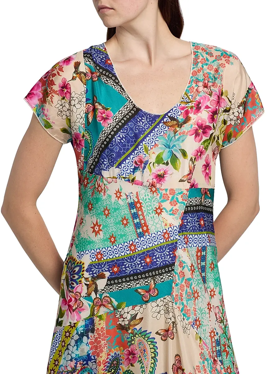Johnny Was Women's Patchwork Silk Maxi Dress | Thumbnail 6