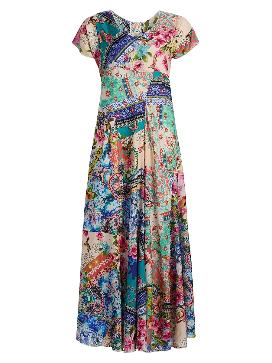 Johnny Was Women's Patchwork Silk Maxi Dress - Evie - Size XL | Image 1 Johnny Was Women's Patchwork Silk Maxi Dress - Evie - Size XL | Image 1