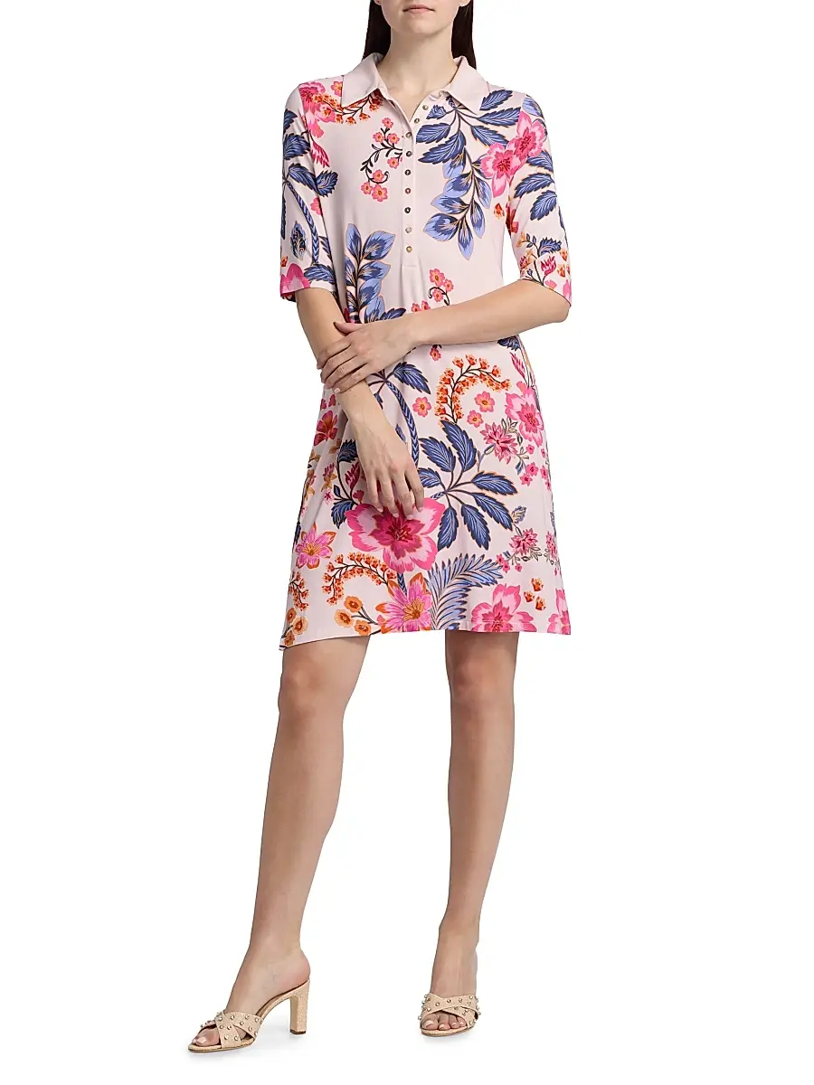 Johnny Was Women's The Janie Favorite Floral Polo Shirtdress | Thumbnail 2 Johnny Was Women's The Janie Favorite Floral Polo Shirtdress | Thumbnail 2