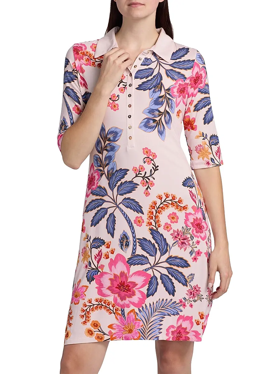 Johnny Was Women's The Janie Favorite Floral Polo Shirtdress | Thumbnail 3 Johnny Was Women's The Janie Favorite Floral Polo Shirtdress | Thumbnail 3