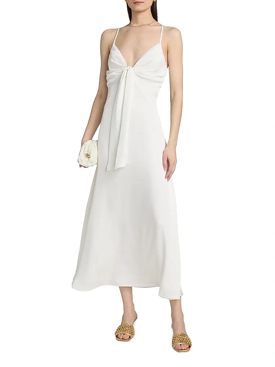 Ramy Brook Women's Mckenzie Plunging V-Neck A-Line Midi-Dress | Thumbnail 3