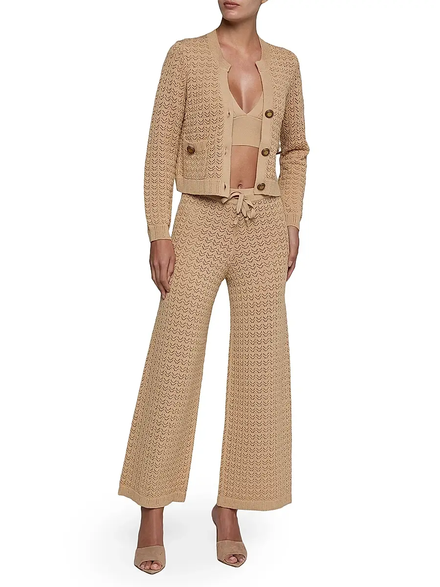 L'Agence Women's Orla Pointelle-Knit Crop Cardigan | Thumbnail 2 L'Agence Women's Orla Pointelle-Knit Crop Cardigan | Thumbnail 2