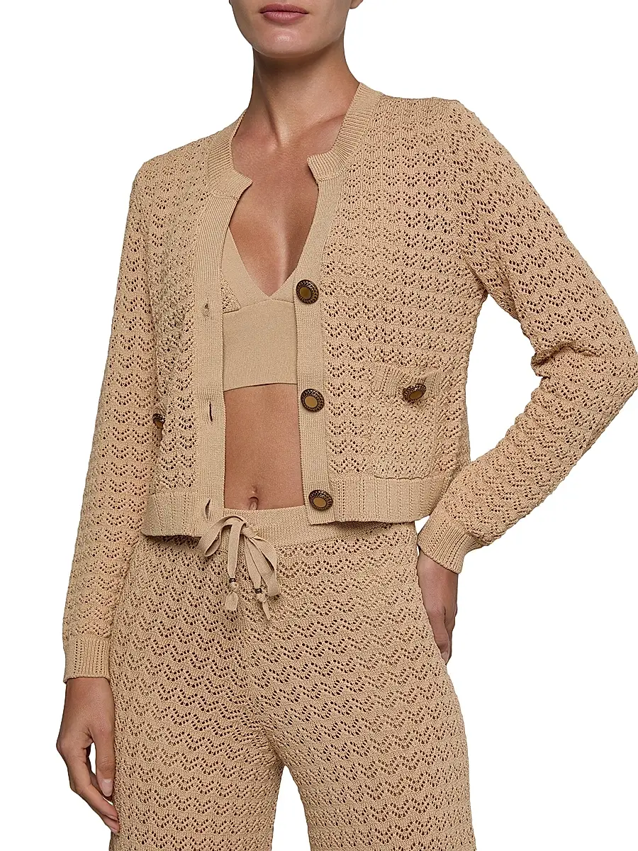 L'Agence Women's Orla Pointelle-Knit Crop Cardigan | Thumbnail 3 L'Agence Women's Orla Pointelle-Knit Crop Cardigan | Thumbnail 3