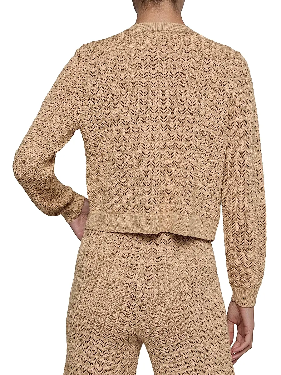 L'Agence Women's Orla Pointelle-Knit Crop Cardigan | Thumbnail 4 L'Agence Women's Orla Pointelle-Knit Crop Cardigan | Thumbnail 4
