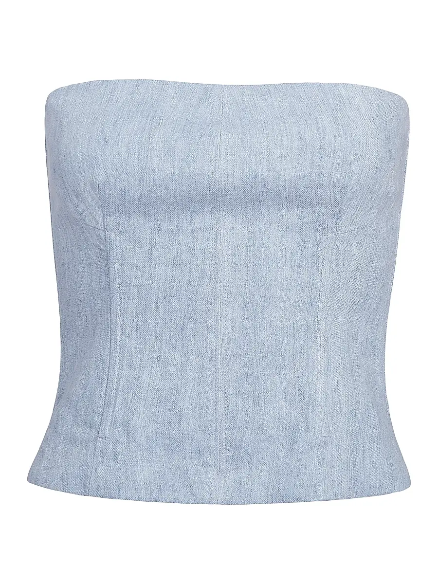 TWP Women's Jillian Hemp Strapless Bustier - Light Indigo | Image 1 TWP Women's Jillian Hemp Strapless Bustier - Light Indigo | Image 1