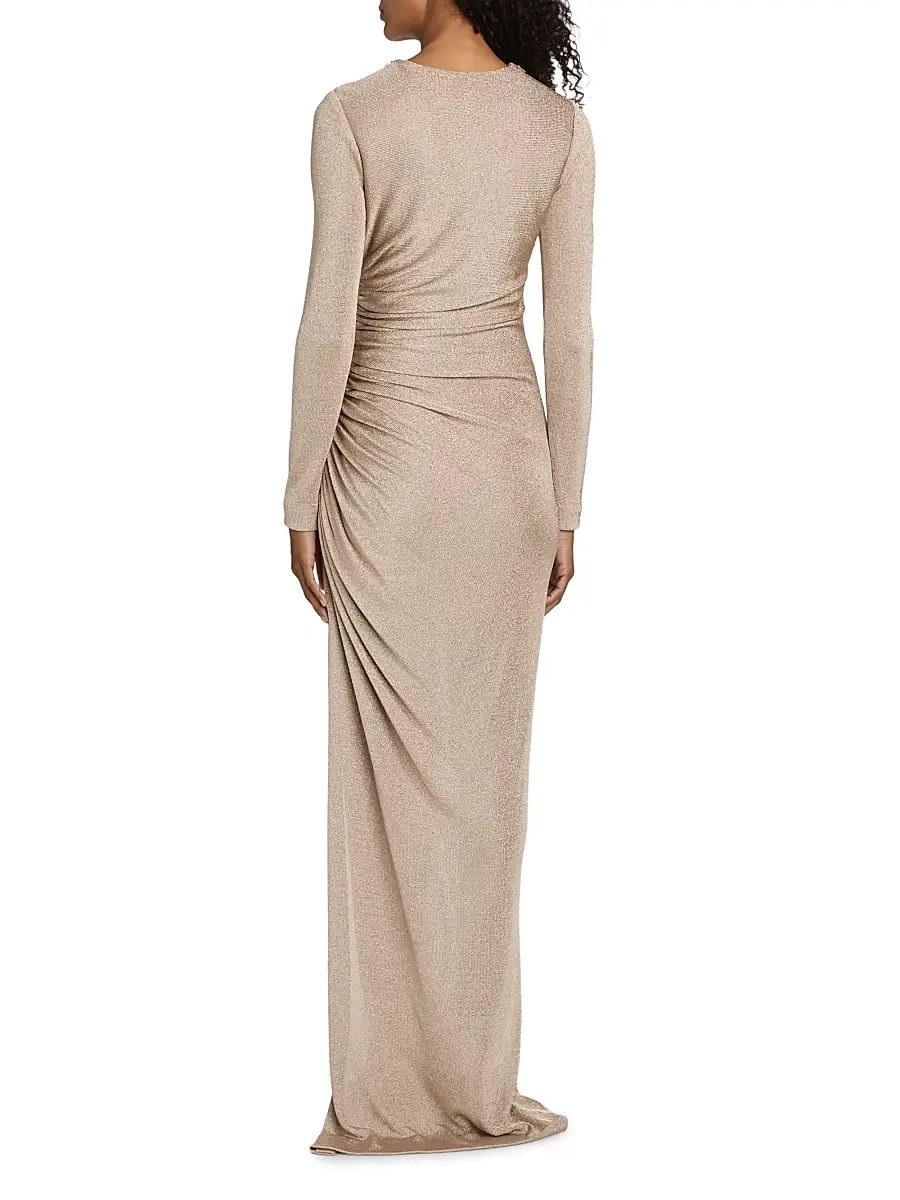 Oscar de la Renta Women's Draped Metallic Jersey Gown | Thumbnail 5