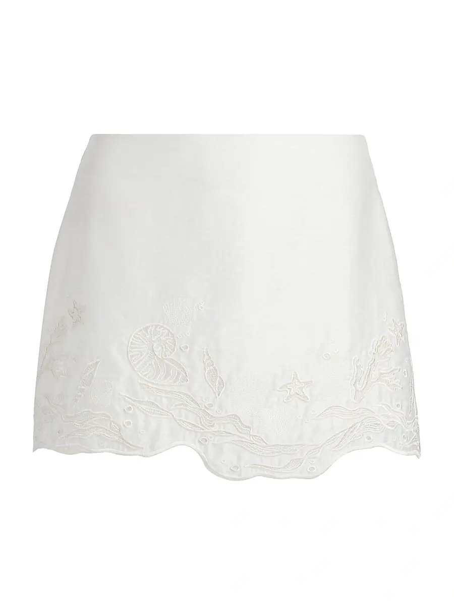 Amur Women's Ottile Embroidered Miniskirt - Seed Pearl | Image 1 Amur Women's Ottile Embroidered Miniskirt - Seed Pearl | Image 1