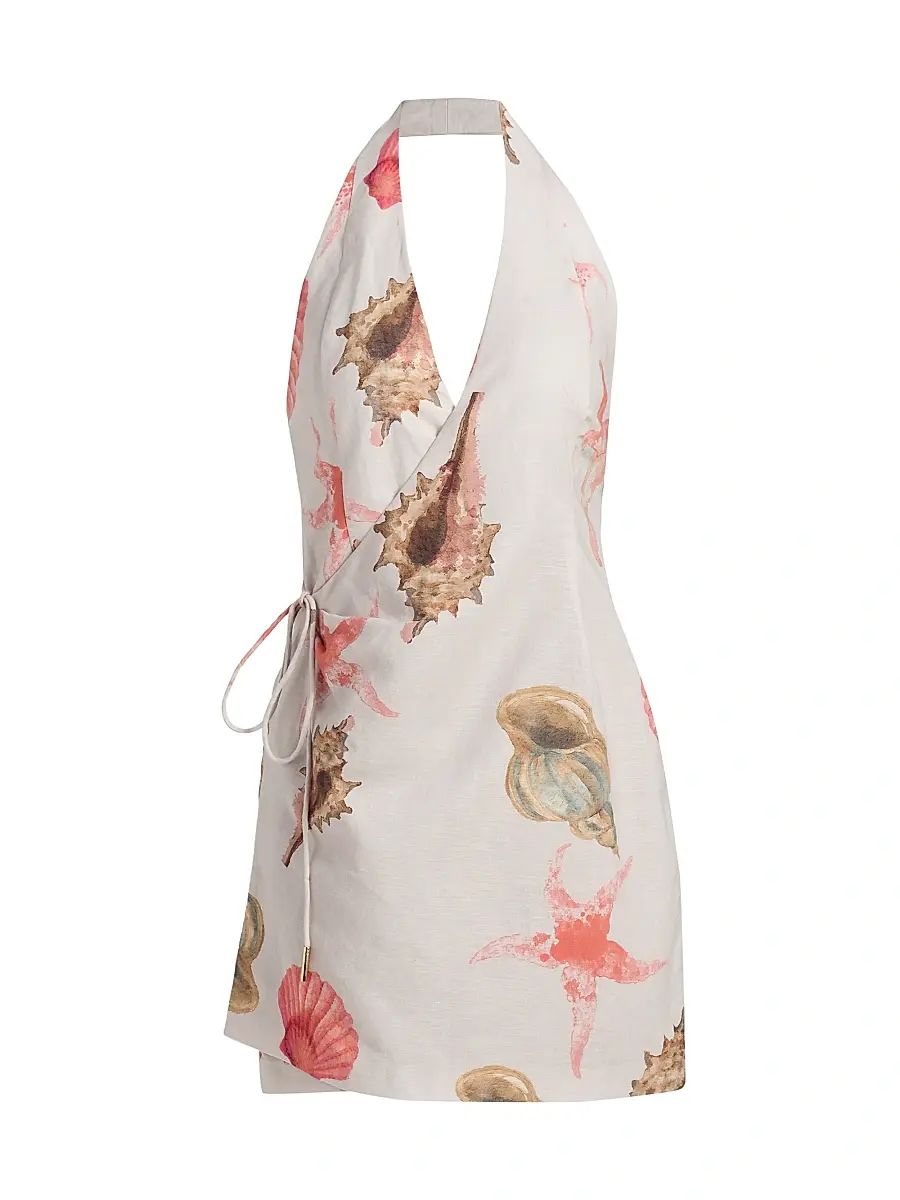 Amur Women's Quinley Printed Halterneck Wrap Mini Dress | Image 1 Amur Women's Quinley Printed Halterneck Wrap Mini Dress | Image 1