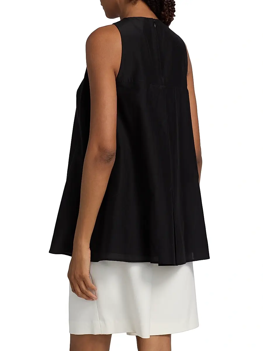 Loulou de Saison Women's Liao Cotton-Silk Pleated Neckline Blouse | Thumbnail 5 Loulou de Saison Women's Liao Cotton-Silk Pleated Neckline Blouse | Thumbnail 5