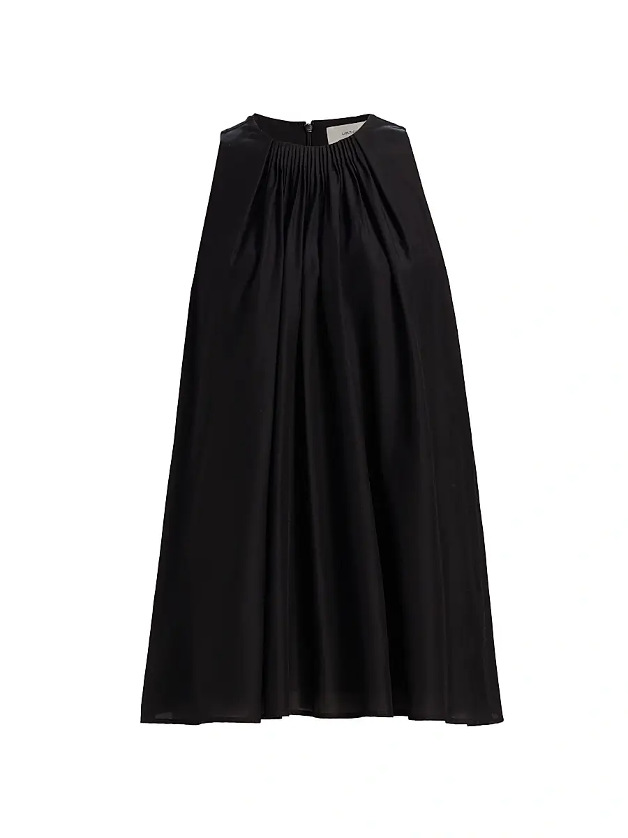 Loulou de Saison Women's Liao Cotton-Silk Pleated Neckline Blouse - Black | Image 1 Loulou de Saison Women's Liao Cotton-Silk Pleated Neckline Blouse - Black | Image 1