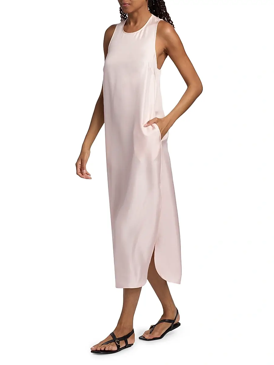 Loulou de Saison Women's Paloma Twist Back Silk Midi-Slipdress | Thumbnail 2 Loulou de Saison Women's Paloma Twist Back Silk Midi-Slipdress | Thumbnail 2