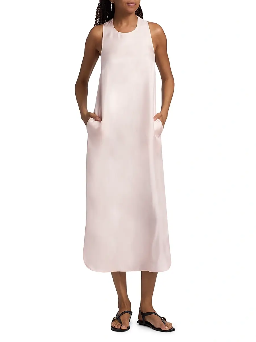 Loulou de Saison Women's Paloma Twist Back Silk Midi-Slipdress | Thumbnail 3 Loulou de Saison Women's Paloma Twist Back Silk Midi-Slipdress | Thumbnail 3
