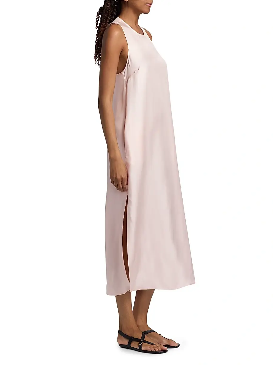 Loulou de Saison Women's Paloma Twist Back Silk Midi-Slipdress | Thumbnail 4 Loulou de Saison Women's Paloma Twist Back Silk Midi-Slipdress | Thumbnail 4