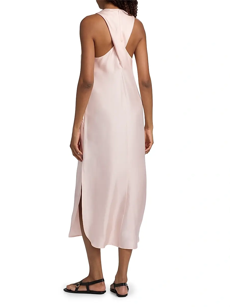 Loulou de Saison Women's Paloma Twist Back Silk Midi-Slipdress | Thumbnail 5 Loulou de Saison Women's Paloma Twist Back Silk Midi-Slipdress | Thumbnail 5