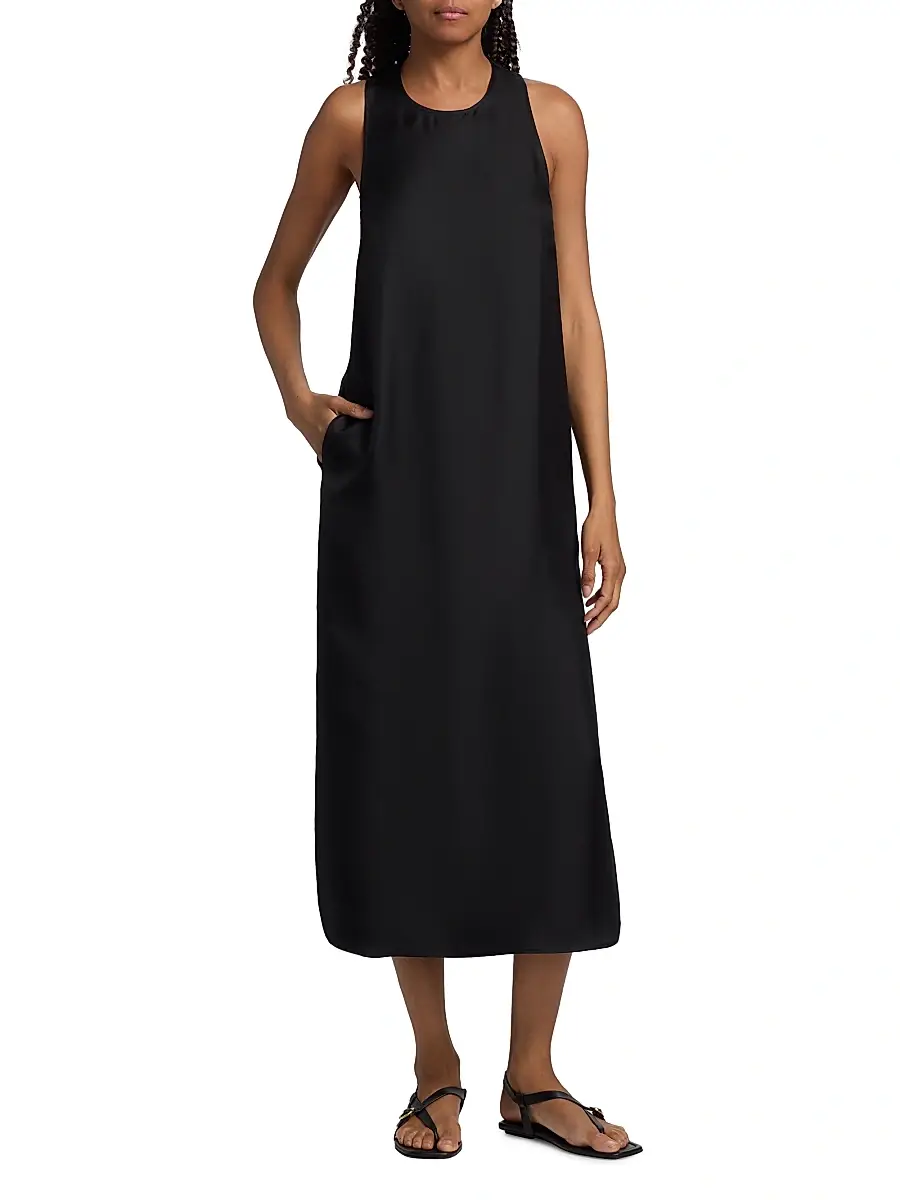 Loulou de Saison Women's Paloma Twist Back Silk Midi-Slipdress | Thumbnail 2 Loulou de Saison Women's Paloma Twist Back Silk Midi-Slipdress | Thumbnail 2