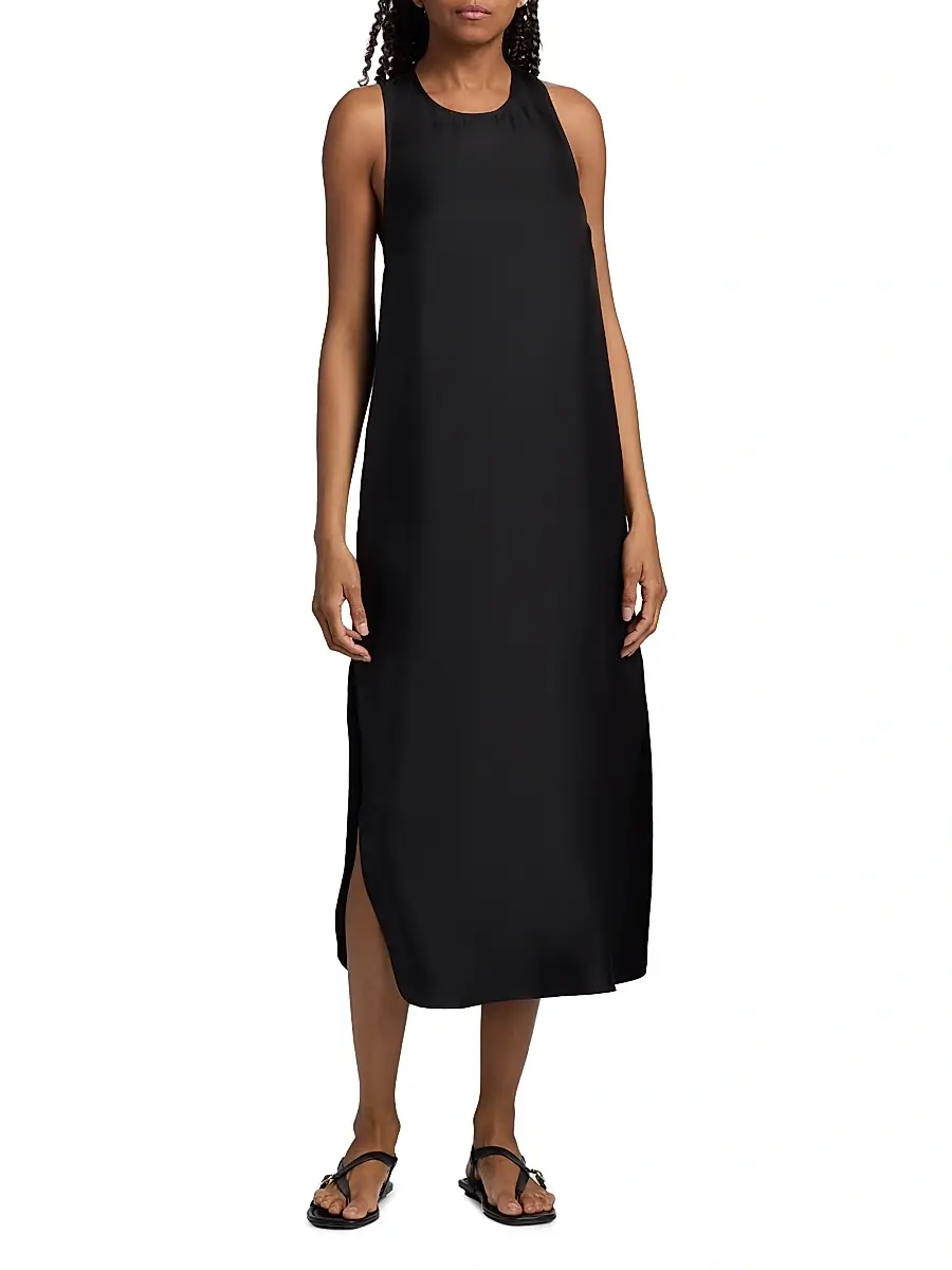 Loulou de Saison Women's Paloma Twist Back Silk Midi-Slipdress | Thumbnail 3 Loulou de Saison Women's Paloma Twist Back Silk Midi-Slipdress | Thumbnail 3