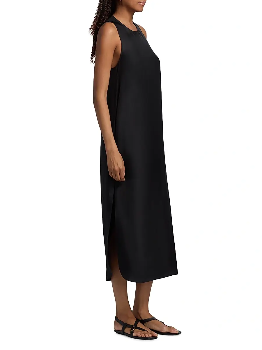 Loulou de Saison Women's Paloma Twist Back Silk Midi-Slipdress | Thumbnail 4 Loulou de Saison Women's Paloma Twist Back Silk Midi-Slipdress | Thumbnail 4