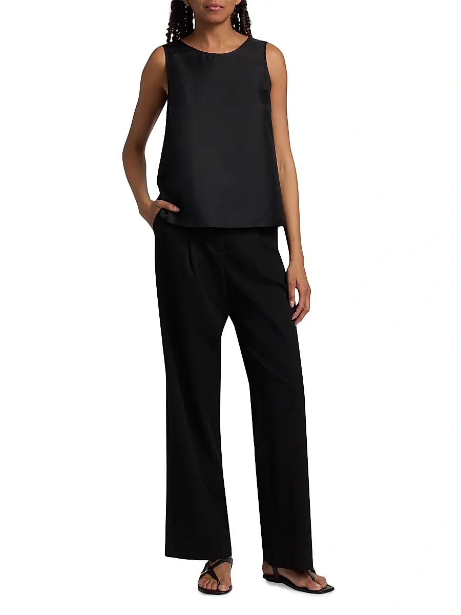 Loulou de Saison Women's Gema Draped Silk Open-Back Top | Thumbnail 2 Loulou de Saison Women's Gema Draped Silk Open-Back Top | Thumbnail 2