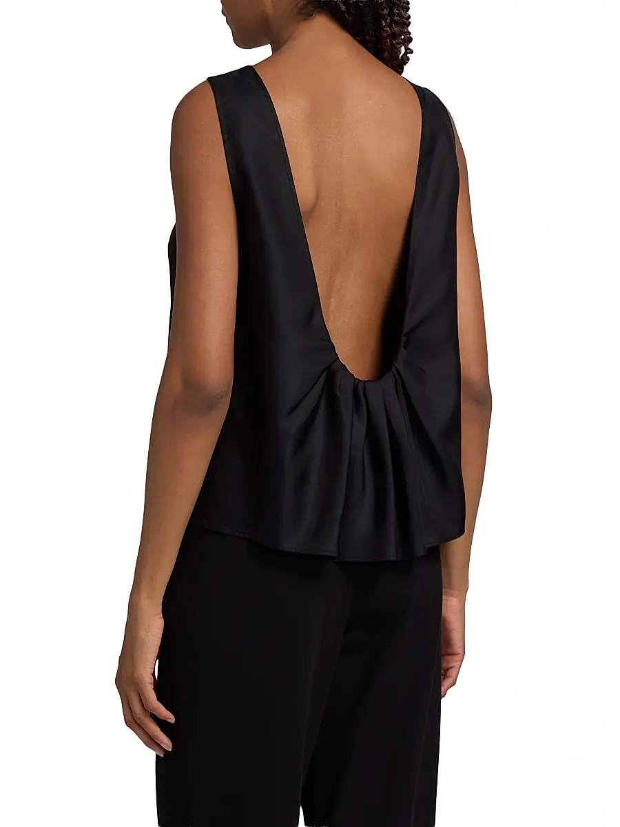 Loulou de Saison Women's Gema Draped Silk Open-Back Top | Thumbnail 5 Loulou de Saison Women's Gema Draped Silk Open-Back Top | Thumbnail 5