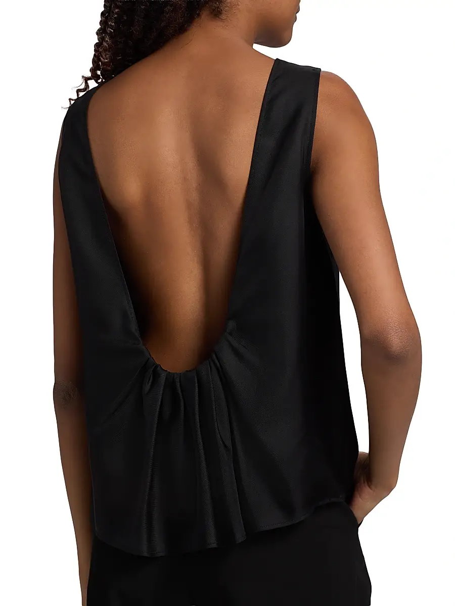 Loulou de Saison Women's Gema Draped Silk Open-Back Top | Thumbnail 6 Loulou de Saison Women's Gema Draped Silk Open-Back Top | Thumbnail 6