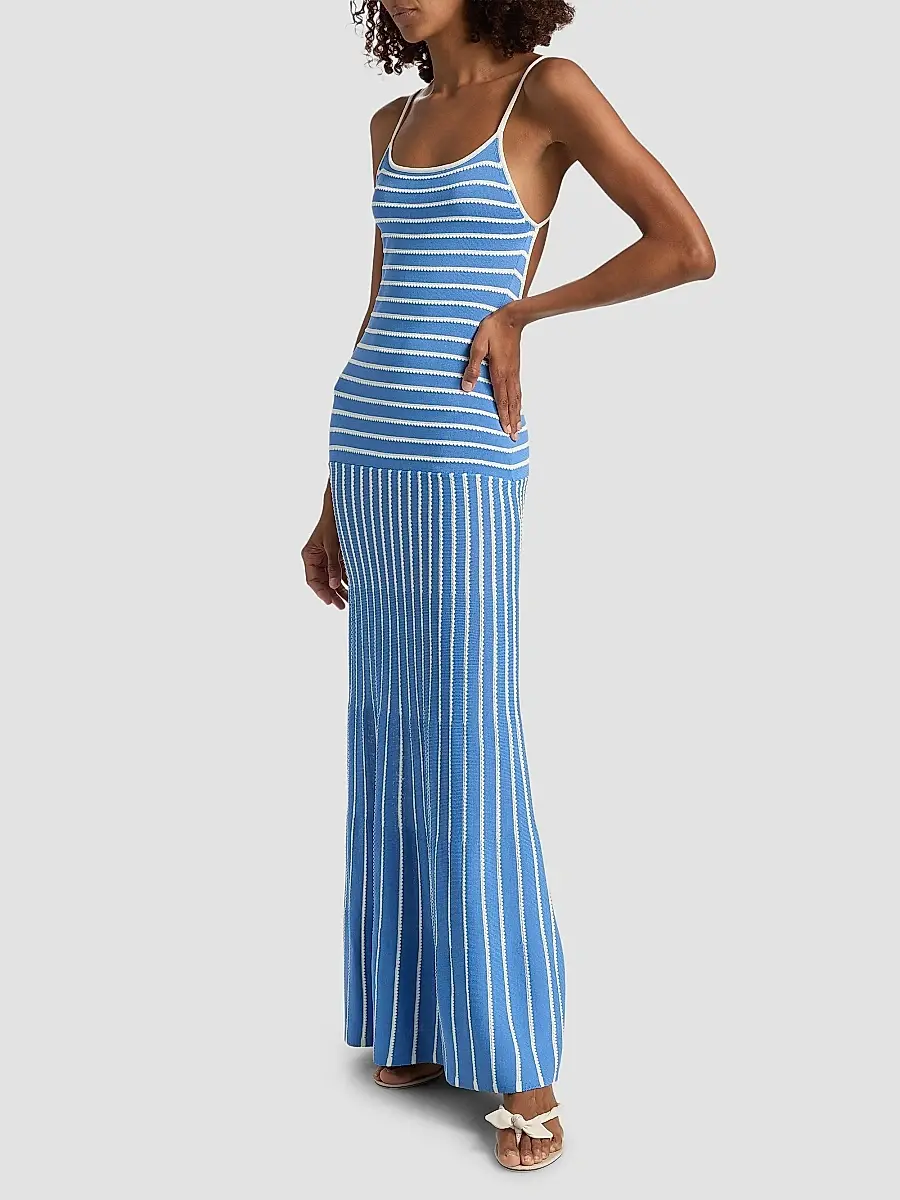 Solid & Striped Women's The Lottie Scallop Stripe Maxi Dress | Thumbnail 4 Solid & Striped Women's The Lottie Scallop Stripe Maxi Dress | Thumbnail 4