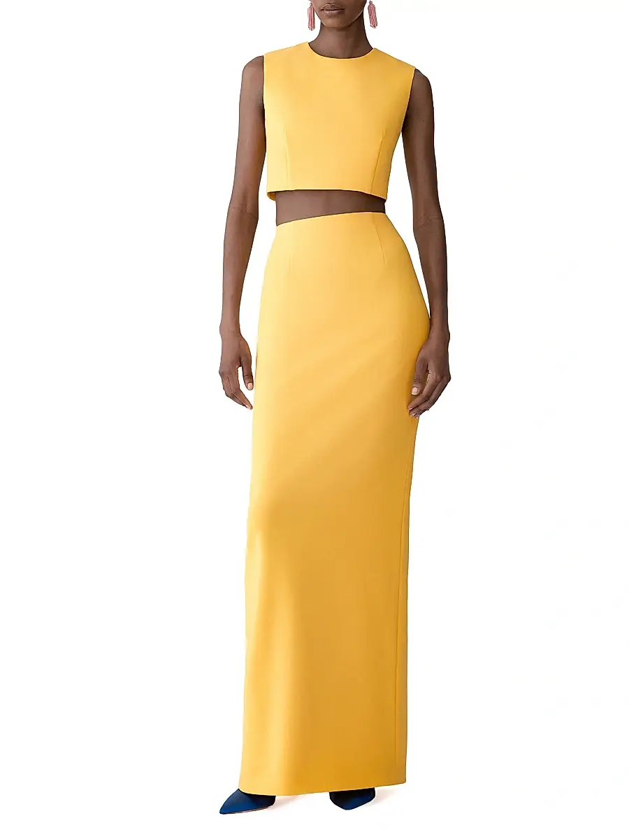 Carolina Herrera Women's Stretch-Virgin Wool Column Maxi Skirt - Daffodil | Thumbnail 2 Carolina Herrera Women's Stretch-Virgin Wool Column Maxi Skirt - Daffodil | Thumbnail 2