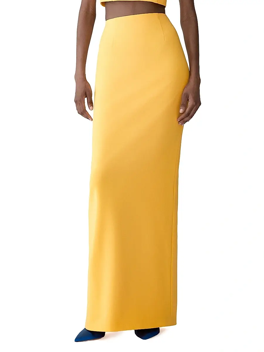 Carolina Herrera Women's Stretch-Virgin Wool Column Maxi Skirt - Daffodil | Thumbnail 3 Carolina Herrera Women's Stretch-Virgin Wool Column Maxi Skirt - Daffodil | Thumbnail 3
