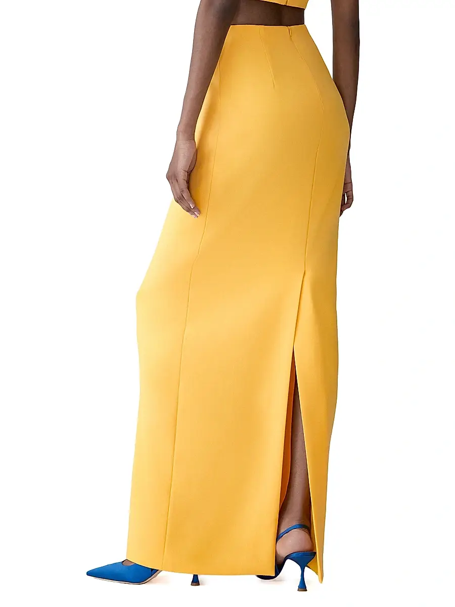 Carolina Herrera Women's Stretch-Virgin Wool Column Maxi Skirt - Daffodil | Thumbnail 4 Carolina Herrera Women's Stretch-Virgin Wool Column Maxi Skirt - Daffodil | Thumbnail 4