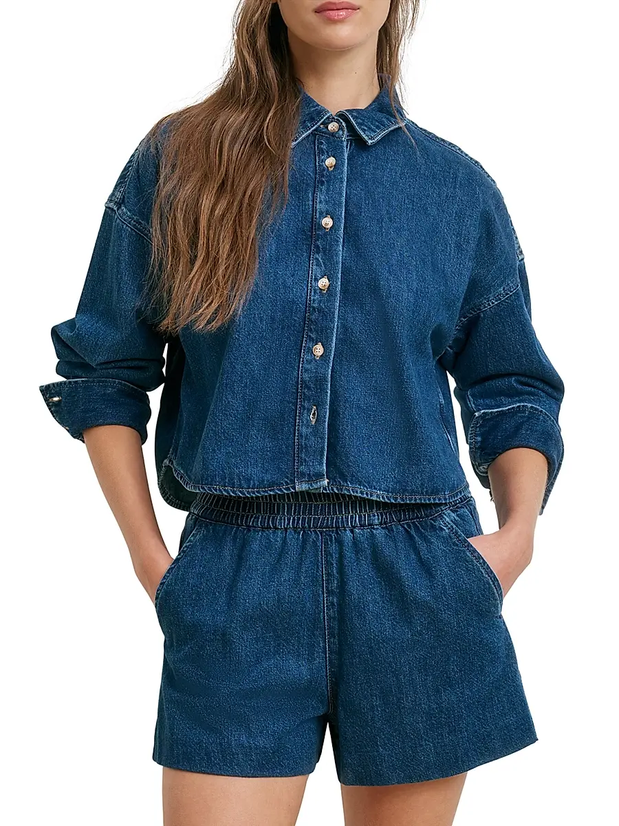 Favorite Daughter Women's The Crop Denim Ex Boyfriend Shirt | Thumbnail 4 Favorite Daughter Women's The Crop Denim Ex Boyfriend Shirt | Thumbnail 4