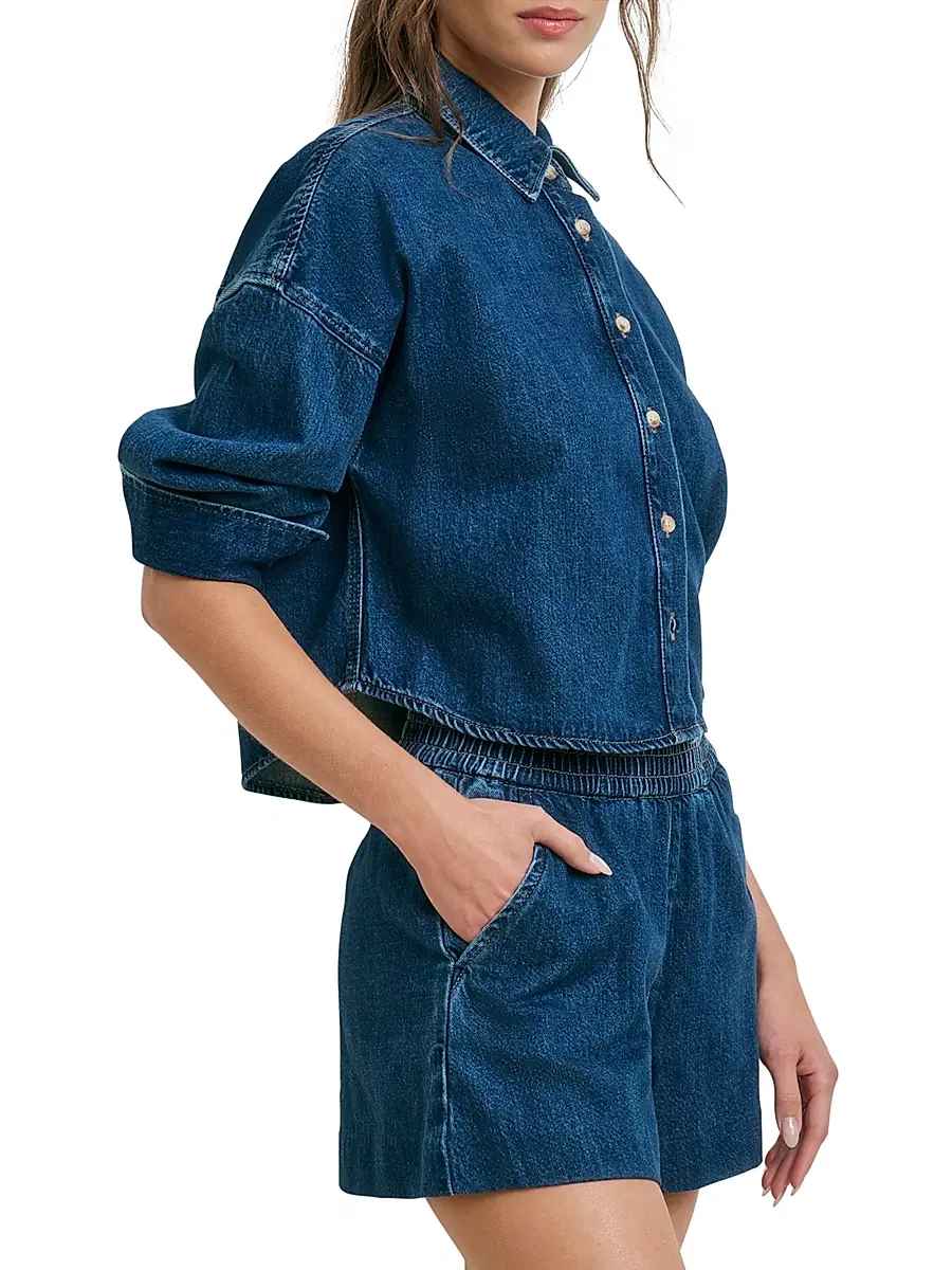 Favorite Daughter Women's The Crop Denim Ex Boyfriend Shirt | Thumbnail 5 Favorite Daughter Women's The Crop Denim Ex Boyfriend Shirt | Thumbnail 5