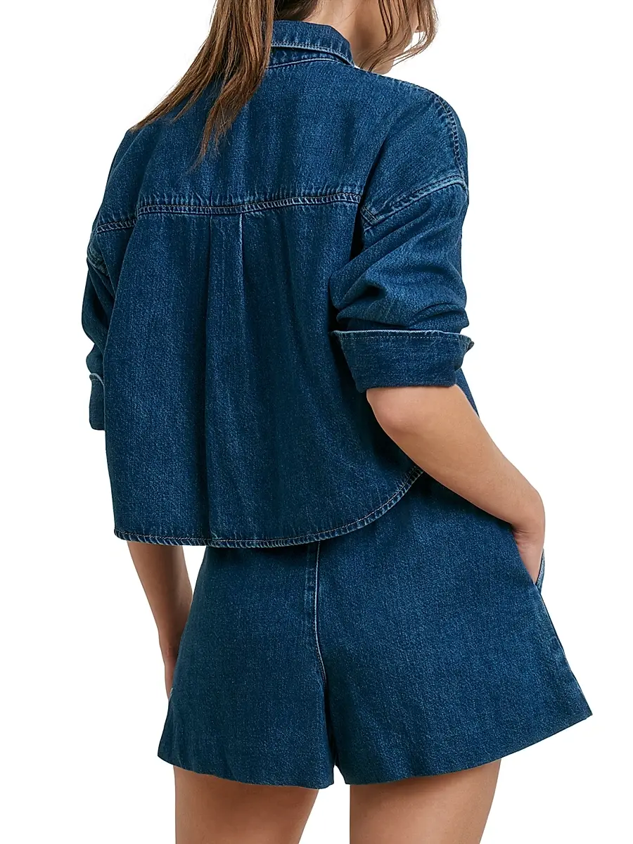 Favorite Daughter Women's The Crop Denim Ex Boyfriend Shirt | Thumbnail 6 Favorite Daughter Women's The Crop Denim Ex Boyfriend Shirt | Thumbnail 6