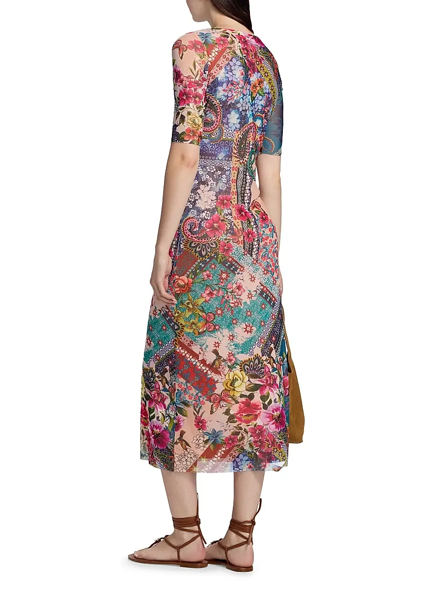 Johnny Was Women's Astrid Evie Printed Mesh Midi-Dress | Thumbnail 5 Johnny Was Women's Astrid Evie Printed Mesh Midi-Dress | Thumbnail 5