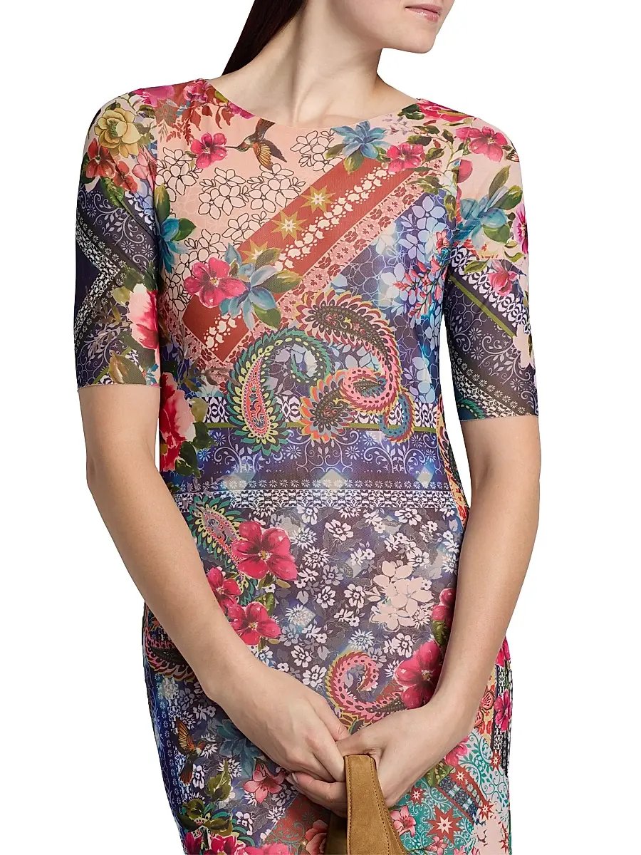 Johnny Was Women's Astrid Evie Printed Mesh Midi-Dress | Thumbnail 6 Johnny Was Women's Astrid Evie Printed Mesh Midi-Dress | Thumbnail 6