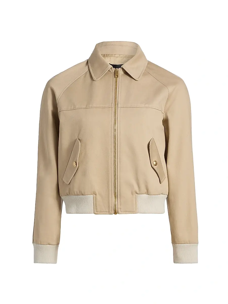 Nili Lotan Women's Saul Cotton Bomber Jacket - Beige | Image 1 Nili Lotan Women's Saul Cotton Bomber Jacket - Beige | Image 1
