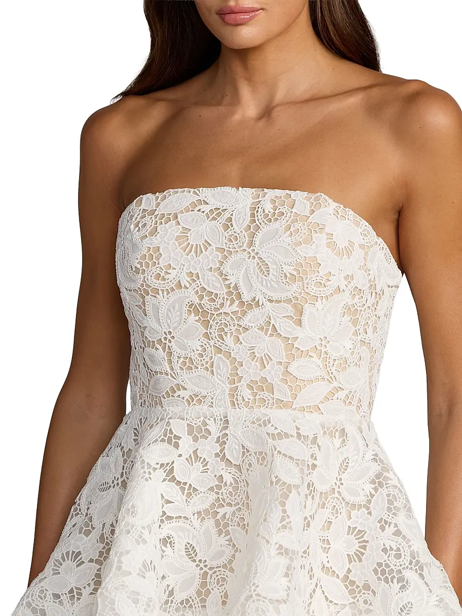 Mac Duggal Women's Beaded Lace Strapless Midi-Dress | Thumbnail 3 Mac Duggal Women's Beaded Lace Strapless Midi-Dress | Thumbnail 3